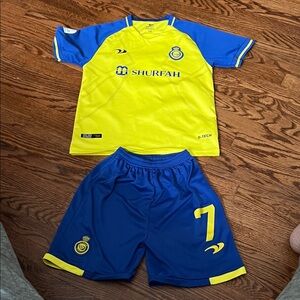 Ronaldo Al Nassr Football club Jersey and Shorts Set size 26(for ages 8-10)